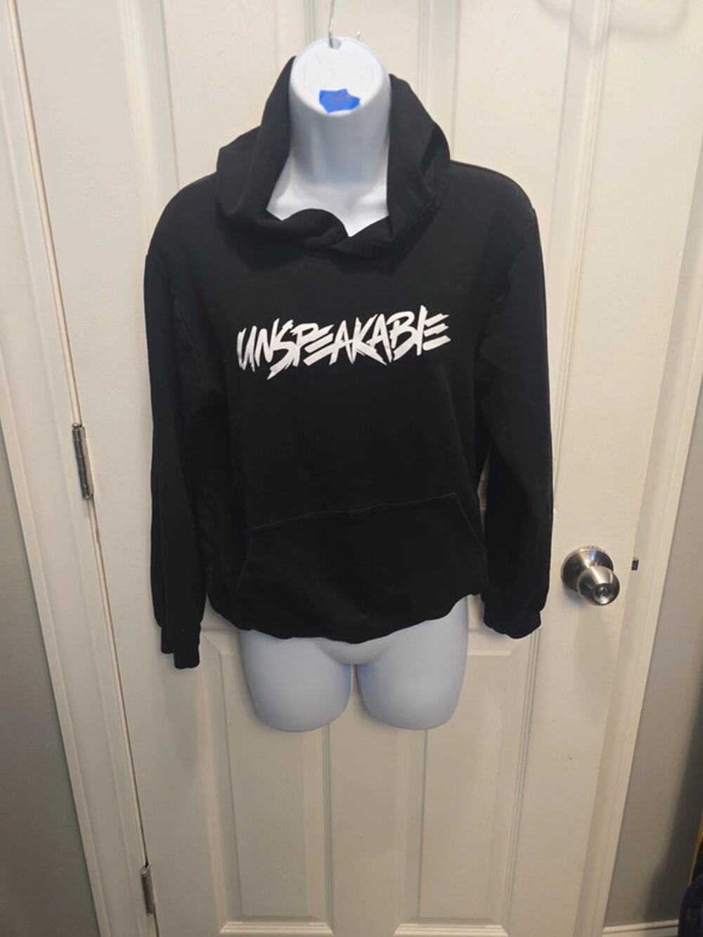 V45 Unspeakable black sweatshirt hoodie. Black with white size 14 15 yes old